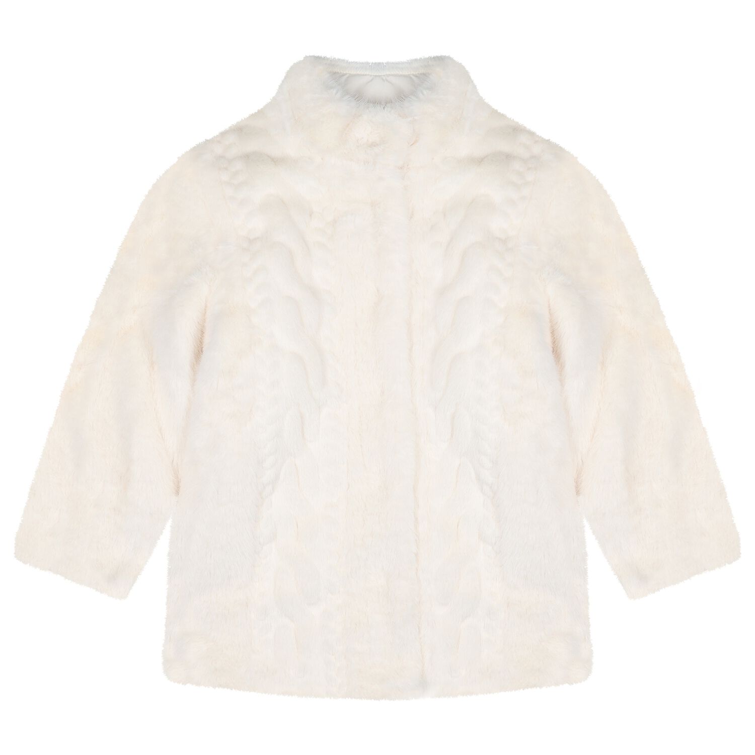 Girls Ivory Fur Coat, 1, hi-res